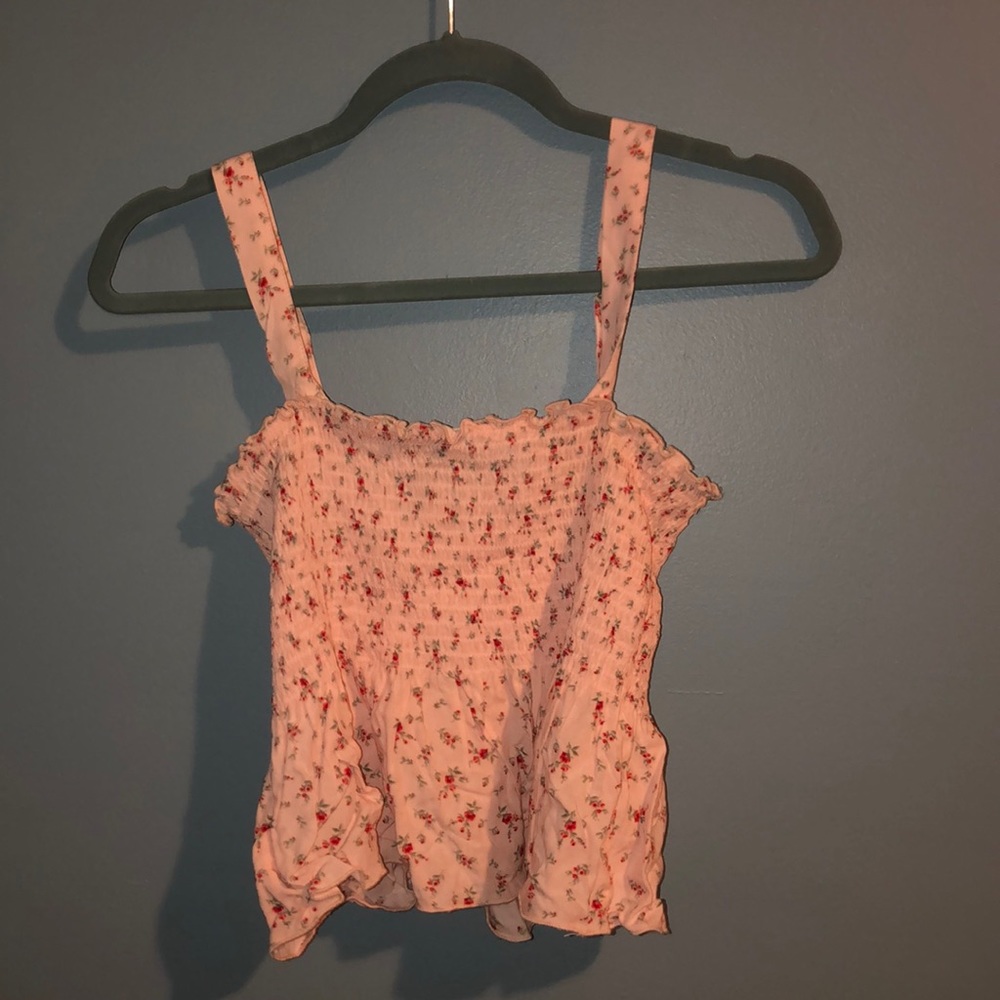 Floral ruffle tube top